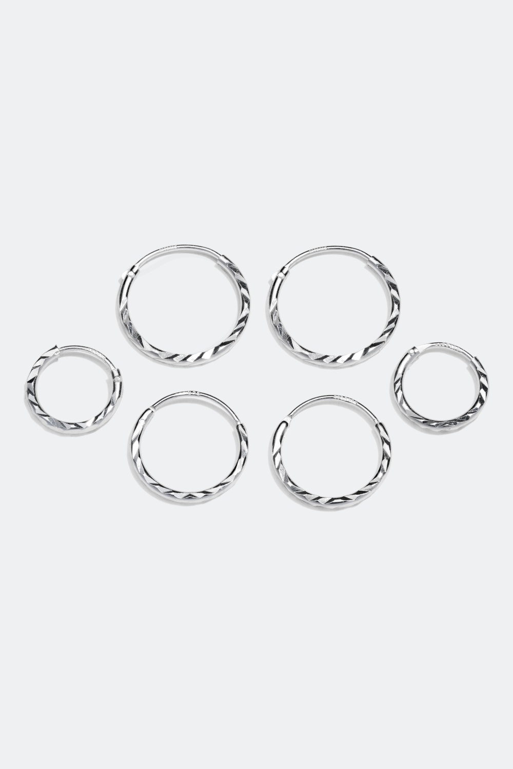 Hoops i äkta silver, 3-pack, 1,2 cm i gruppen Äkta silver / Silverörhängen / Flerpack hos Glitter (307412011000)