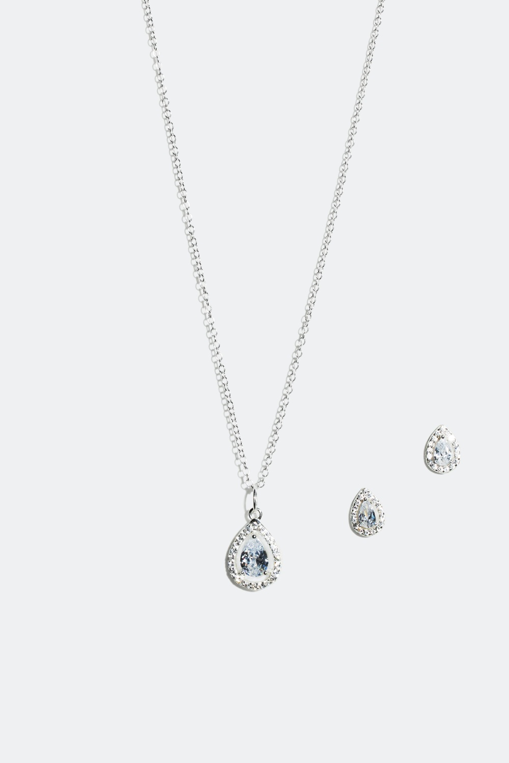 Smyckeset, halsband och örhängen med droppformade stenar i gruppen Silversmycken hos Glitter (318321)