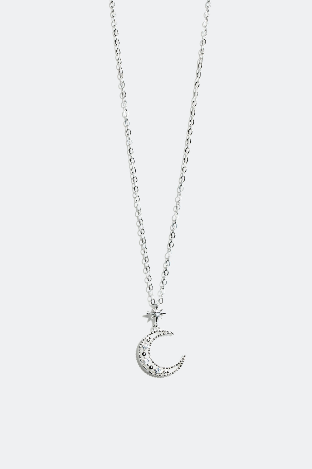 Silverhalsband med berlock i form av måne och stjärna i gruppen Alla Smycken hos Glitter (322115)