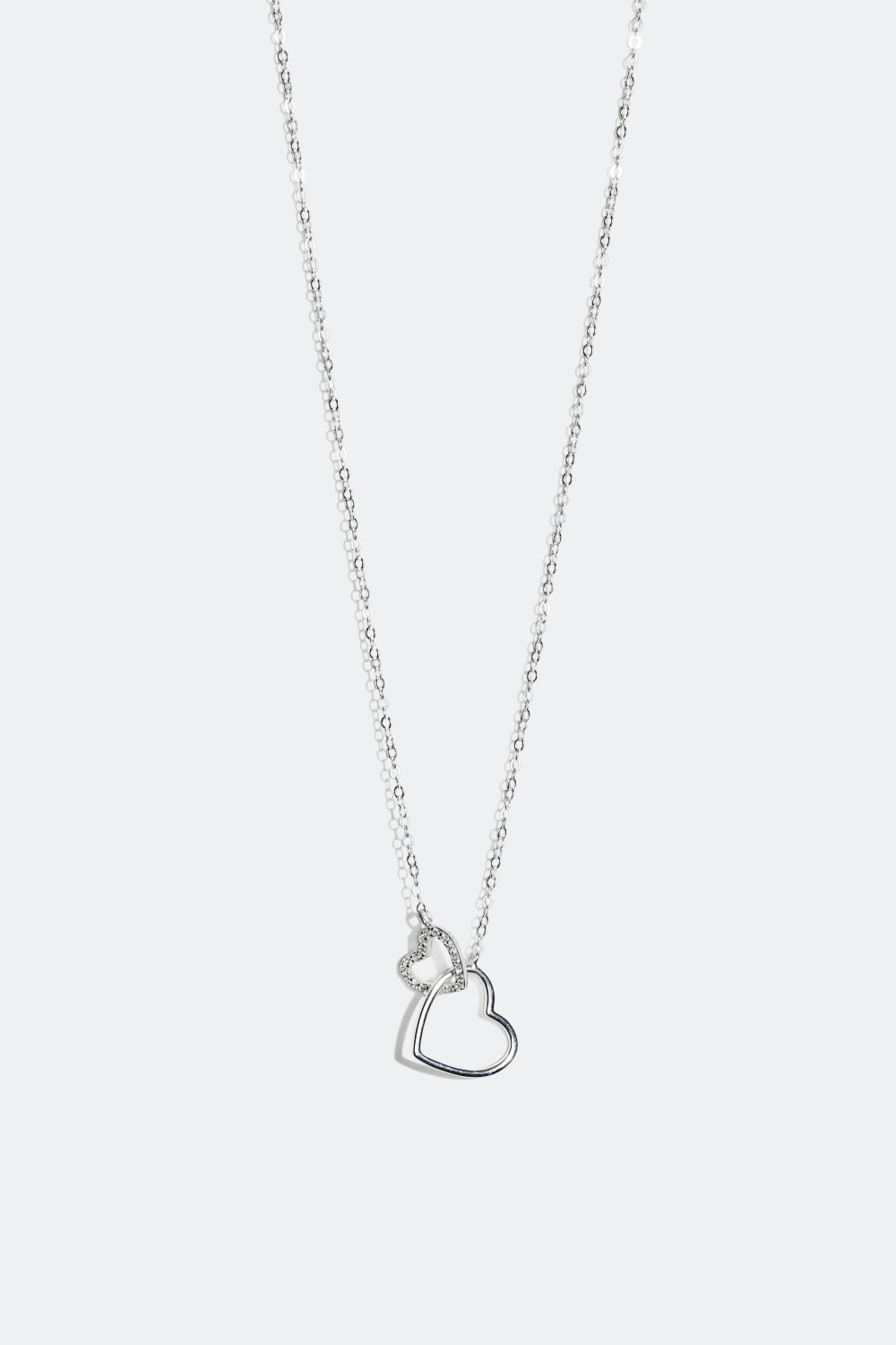 Silverhalsband, två hjärtan i gruppen Äkta silver / Silverhalsband / Halsband i äkta silver med hänge hos Glitter (322713011000)