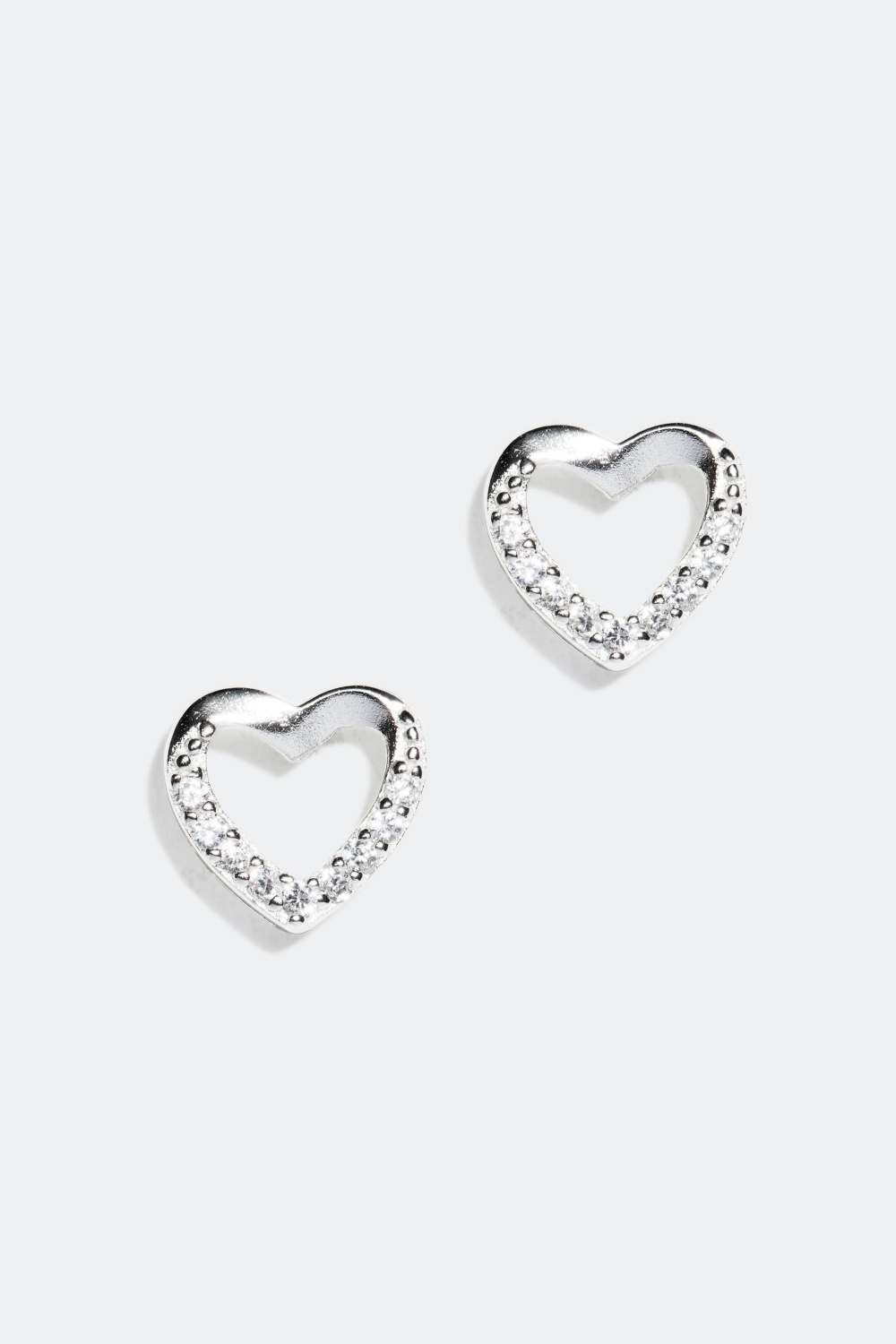 Silverörhängen hjärta med Cubic Zircon stenar i gruppen Äkta silver / Silverörhängen / Studs i äkta silver hos Glitter (322727)