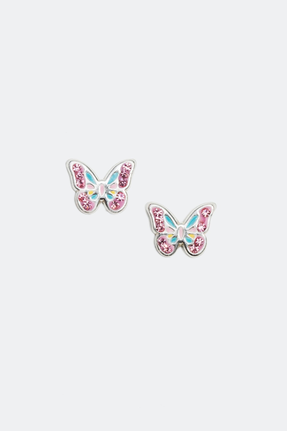 Silverörhängen med rosa fjärilar i gruppen Barn / Barnsmycken / Barnörhängen hos Glitter (323096)