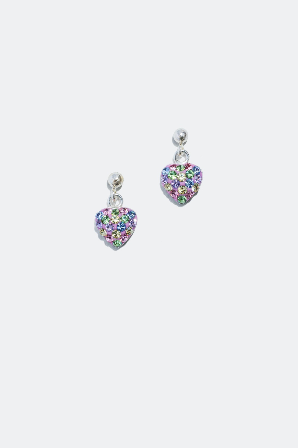 Hjärtformade örhängen med flerfärgade stenar i gruppen Barn / Barnsmycken / Barnörhängen hos Glitter (323515)