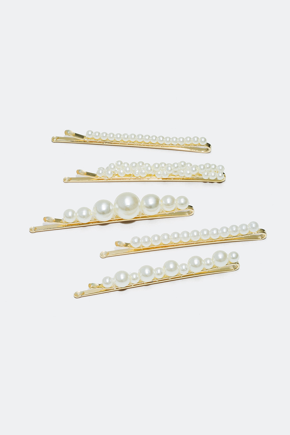 Pärlhårnålar, 5-pack med akrylpärlor i olika mönster i gruppen Håraccessoarer / Spännen & klämmor / Hårspännen hos Glitter (323621)