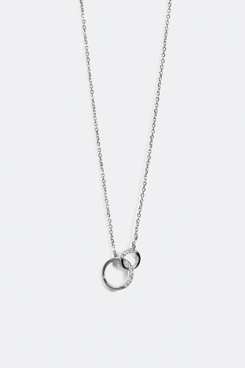 Halsband i äkta silver, två ringar i gruppen Äkta silver / Silverhalsband / Halsband med hänge hos Glitter (325370)