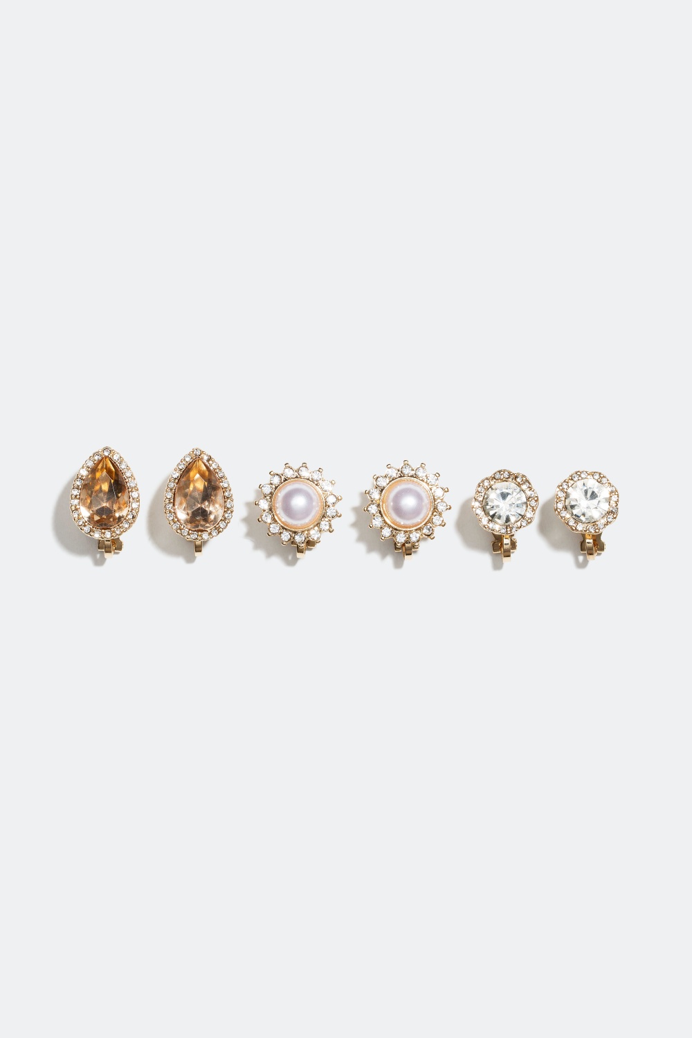Clipsörhängen med stenar i glas och pärlor, 3-pack i gruppen Alla Smycken hos Glitter (325694)