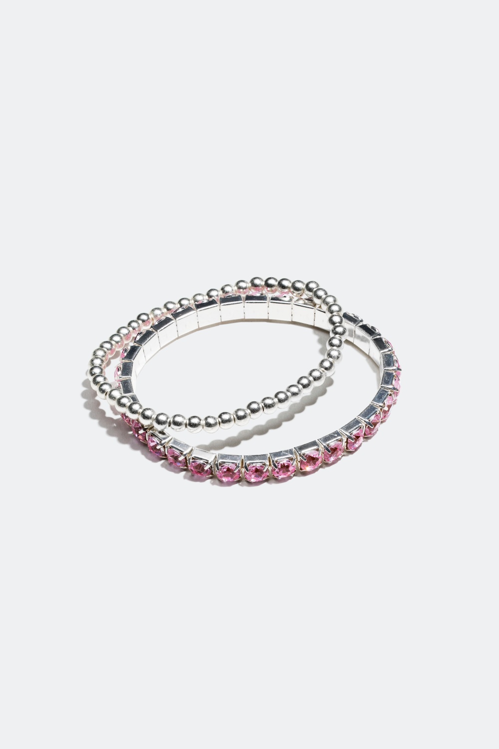 Armband med rosa stenar och metallkulor, 2-pack i gruppen Barn / Barnsmycken / Barnarmband hos Glitter (326400)