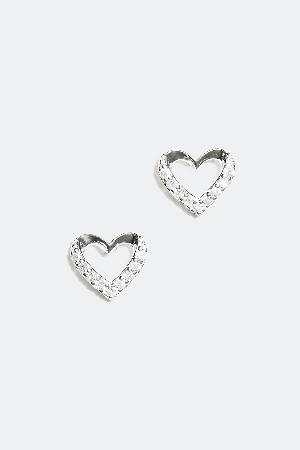 Studs i äkta silver hjärta med stenar i gruppen Äkta silver / Silverörhängen hos Glitter (326955)