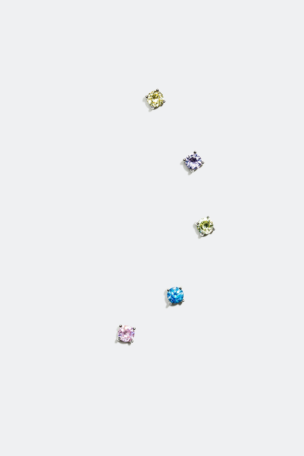 Studs med färgade Cubic Zirconia stenar, 5-pack i gruppen Äkta silver / Silverörhängen / Flerpack hos Glitter (327606011000)