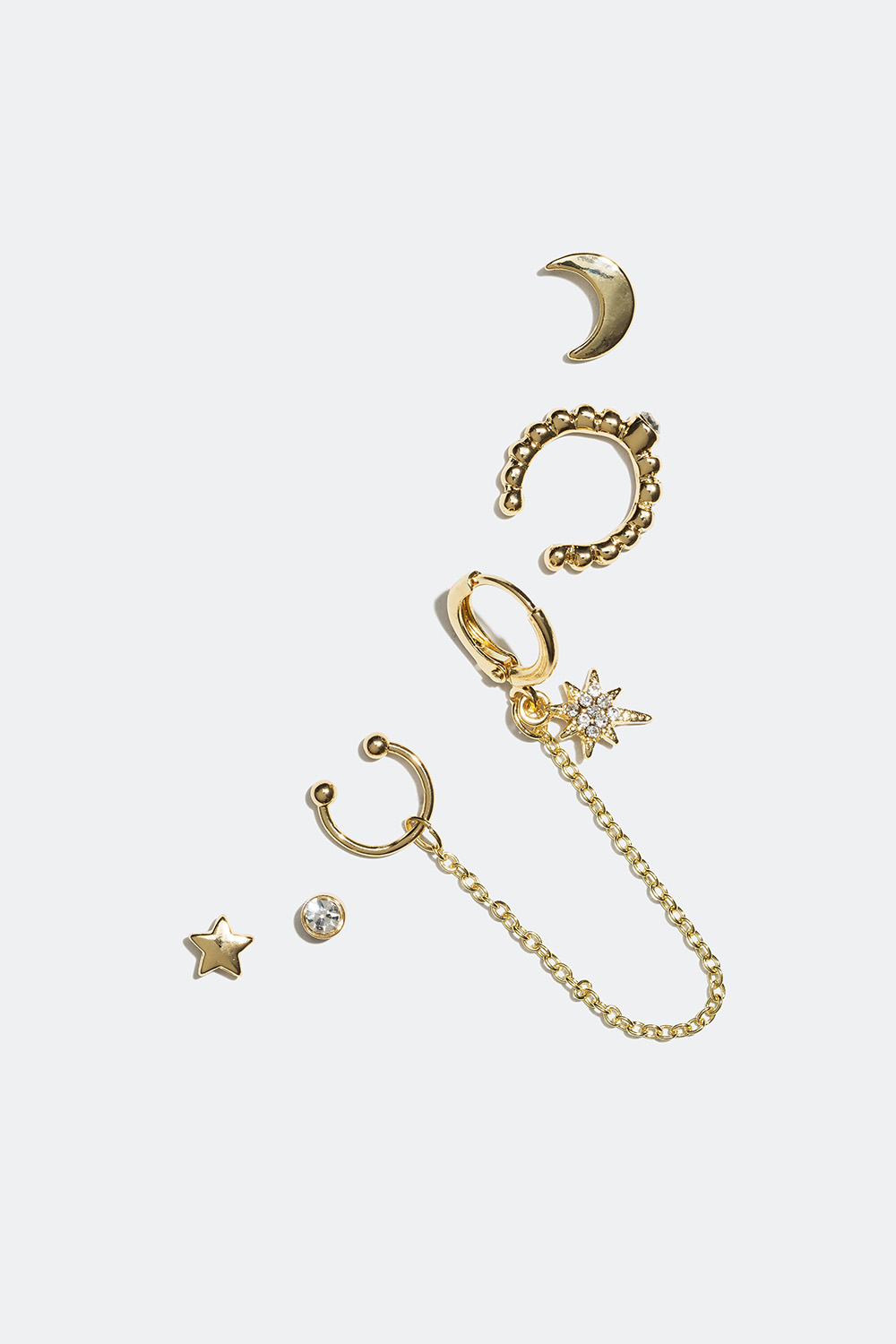 Studs, earcuffs och creol med olika motiv i gruppen Alla Smycken / Örhängen / Flerpack hos Glitter (327833)