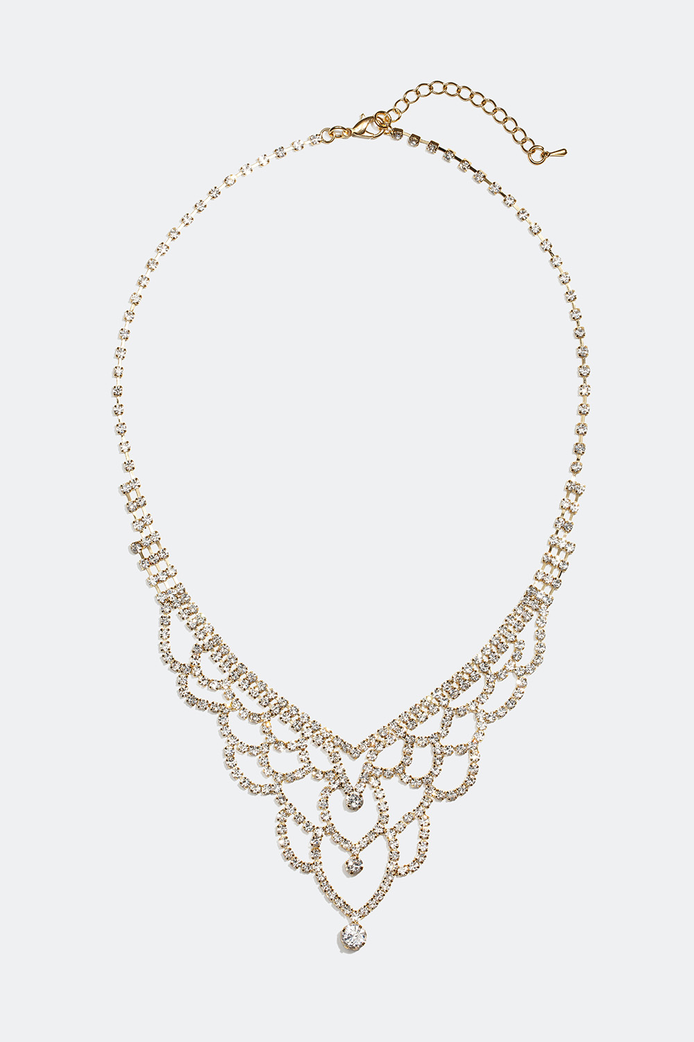 Guldfärgat strasshalsband med dekorativt mönster i gruppen Alla Smycken / Halsband / Strass hos Glitter (328028)