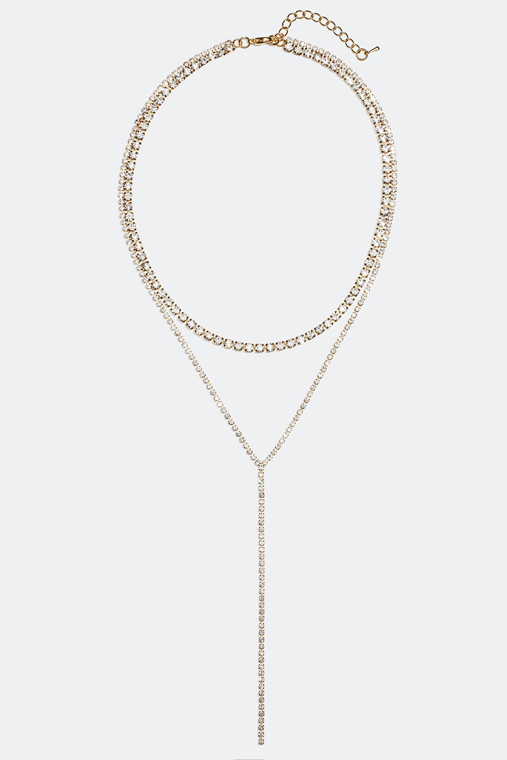 Guldfärgat lager-på-lager halsband med strass i gruppen Smycken / Halsband / Strass hos Glitter (328030)