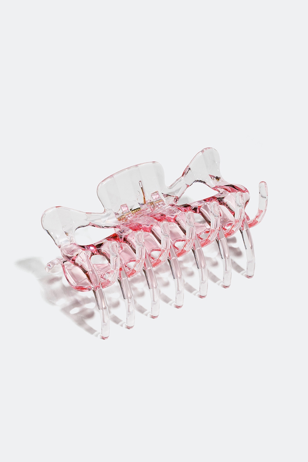 Rosa transparent hårklämma med räfflad design i gruppen Håraccessoarer / Spännen & klämmor / Hårklämmor hos Glitter (331001375400)