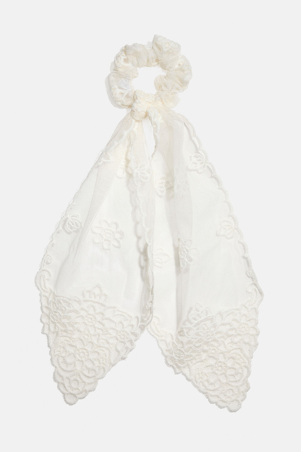 Vit scrunchie tail ned spetstyg i gruppen Håraccessoarer / Scrunchies hos Glitter (332002033000)