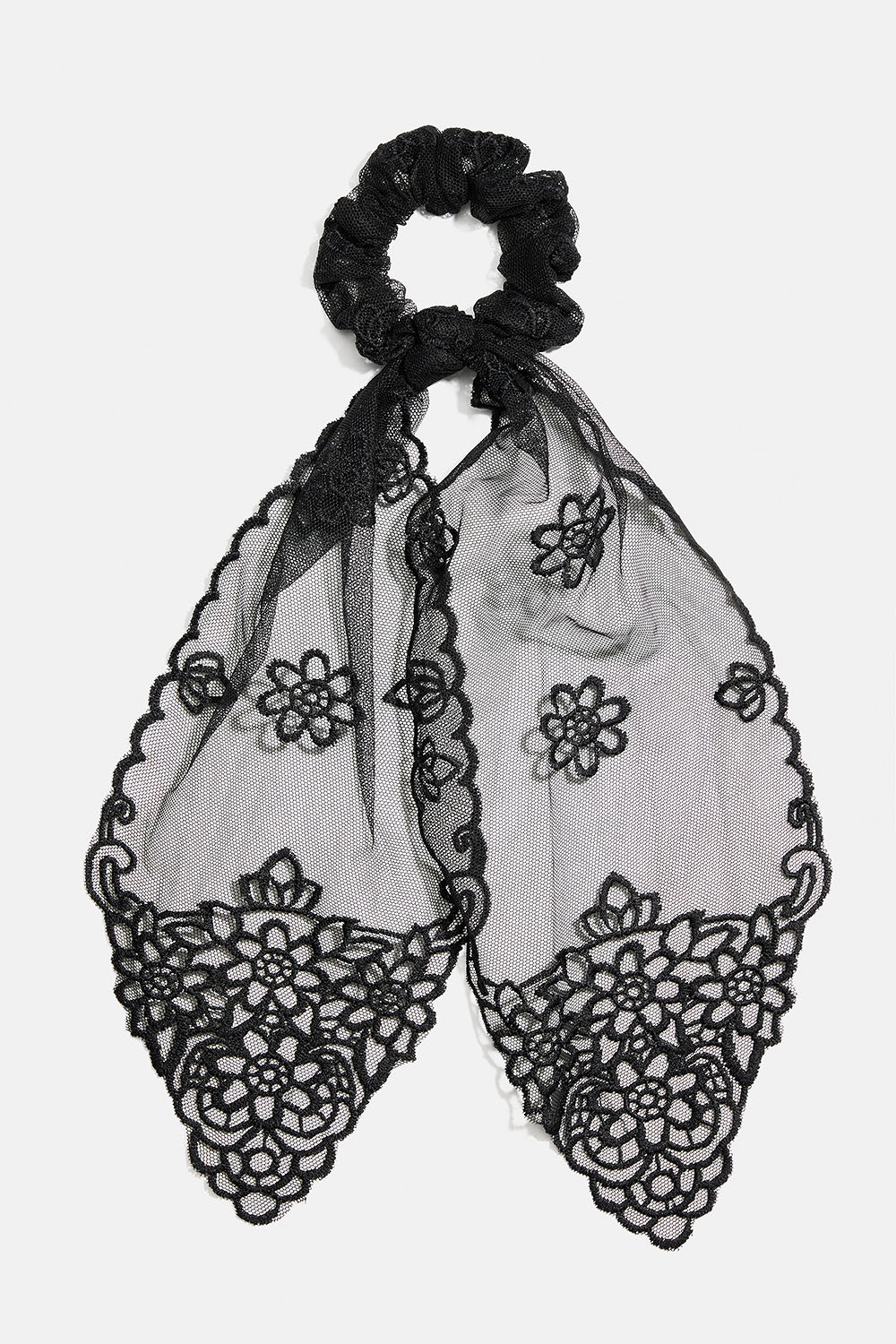 Svart scrunchie tail ned spetstyg i gruppen Håraccessoarer / Scrunchies hos Glitter (332002039000)