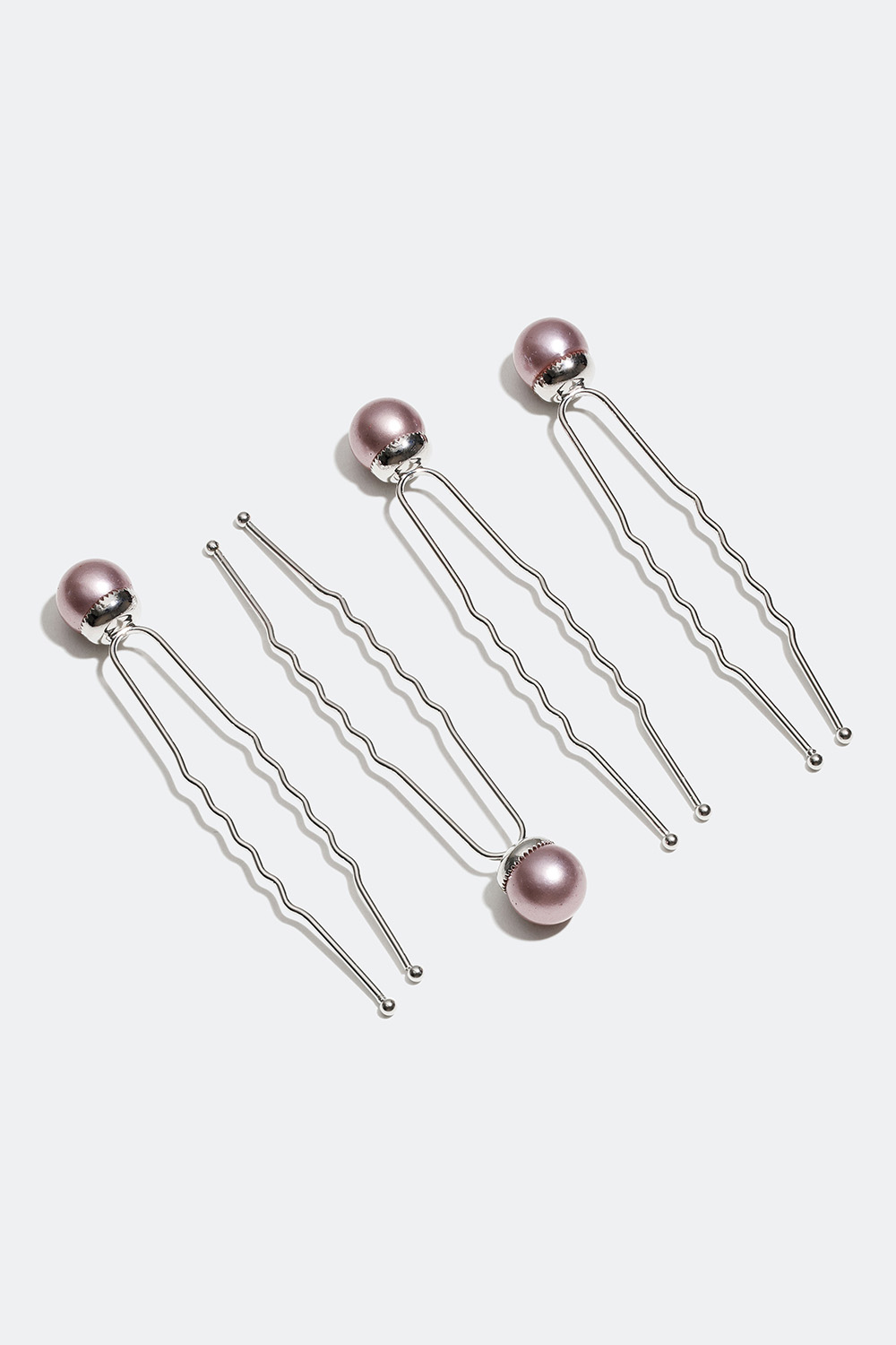 Uppsättningsnålar med lila pärlor, 4-pack i gruppen Håraccessoarer / Styling & verktyg hos Glitter (334000076600)