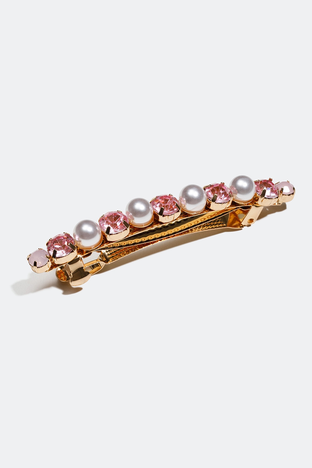 Hårspänne med pärlor och rosa glasstenar i gruppen Håraccessoarer / Spännen & klämmor / Hårspännen hos Glitter (335000515100)