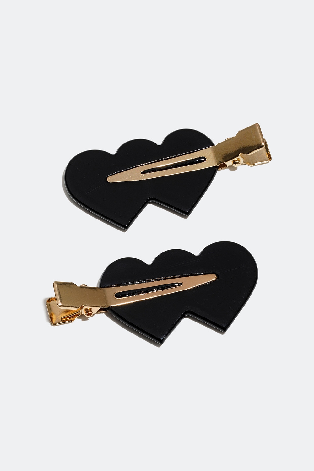 Svarta hjärtformade hårspännen, 2-pack i gruppen Håraccessoarer / Spännen & klämmor / Hårspännen hos Glitter (335000749000)