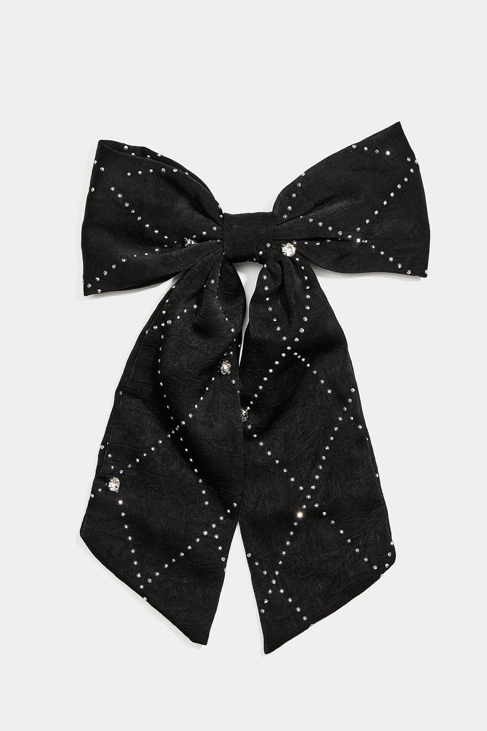 Hårspänne med svart rosett, små nitar och stenar i gruppen Håraccessoarer / Spännen & klämmor / Hårspännen hos Glitter (335002059000)