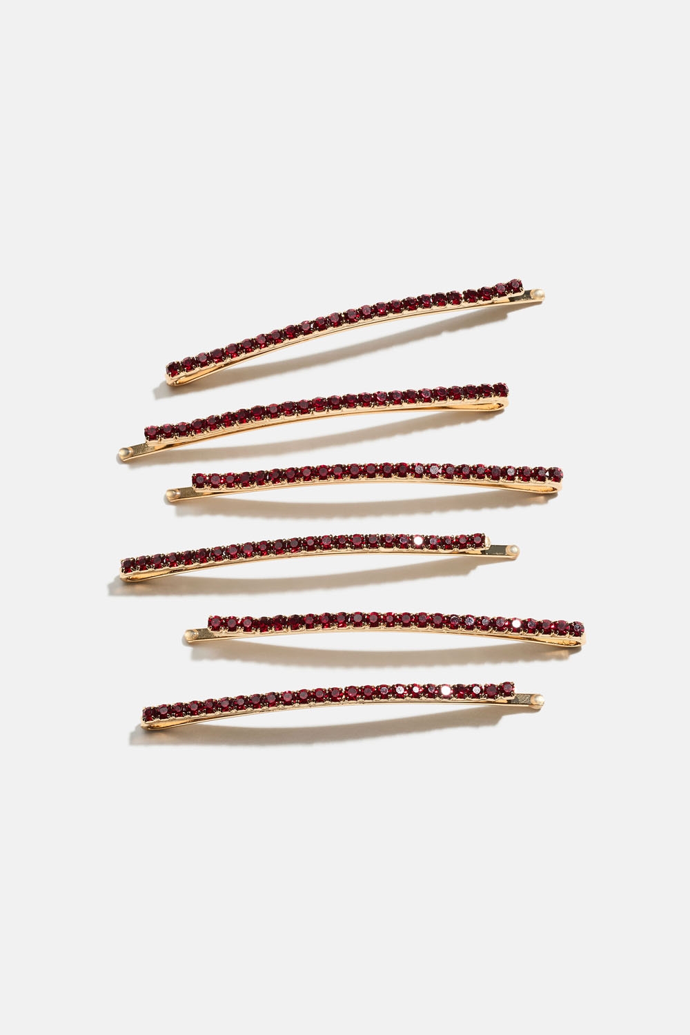 Hårspännen med röd strass, 6-pack i gruppen Håraccessoarer / Spännen & klämmor / Flerpack hos Glitter (335002076000)