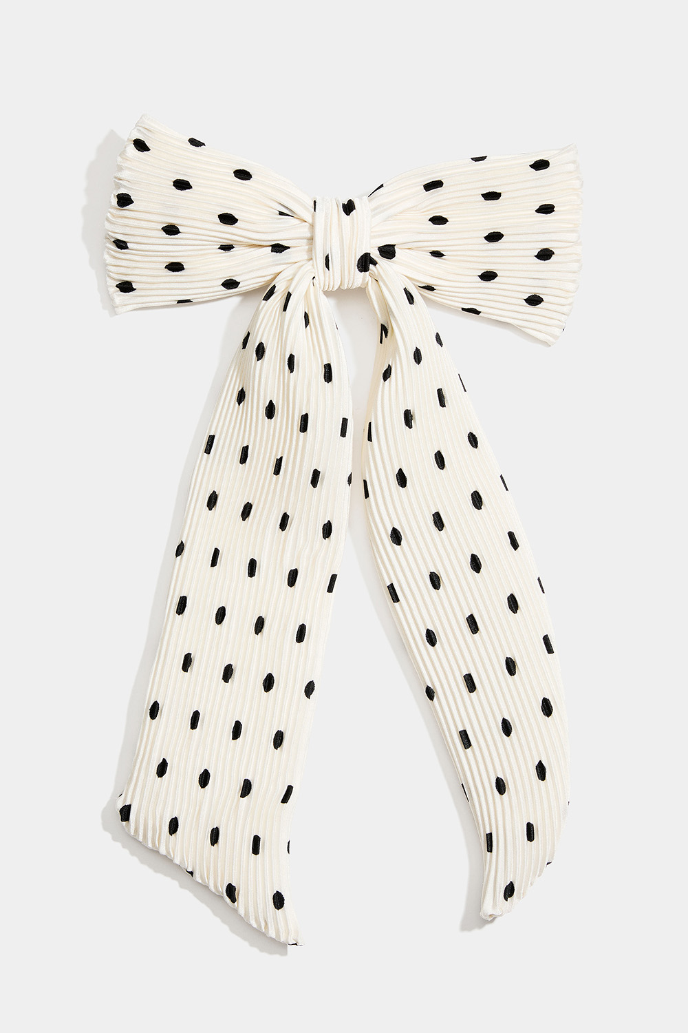 Hårspänne med vit plisserad rosett med prickar i gruppen Håraccessoarer / Spännen & klämmor / Hårdekorationer hos Glitter (335002093400)