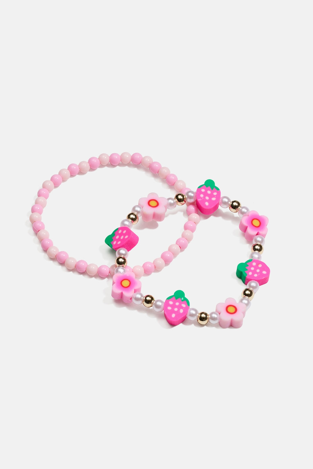 Armband med blommor och jordgubbar, 2-pack i gruppen Barn / Barnsmycken / Barnarmband hos Glitter (402000455400)