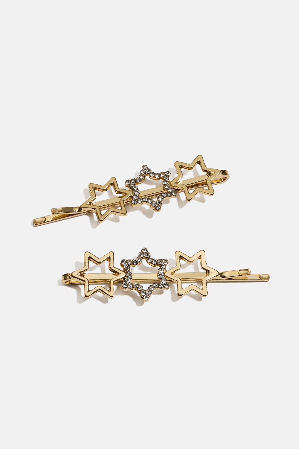 Guldfärgade hårnålar med stjärnor och strass, 2-pack i gruppen Barn / Barnhåraccessoarer / Barnhårspännen hos Glitter (403000532000)