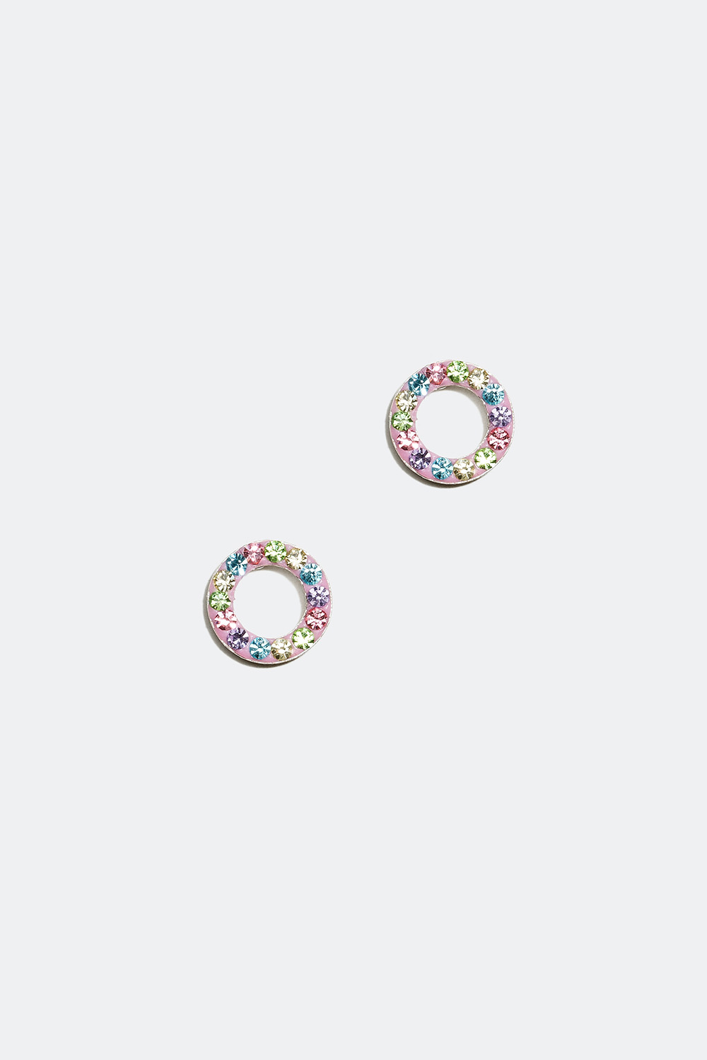 Silverörhängen med cirkel och färgade glasstenar i gruppen Barn / Barnsmycken / Barnörhängen hos Glitter (40500002)