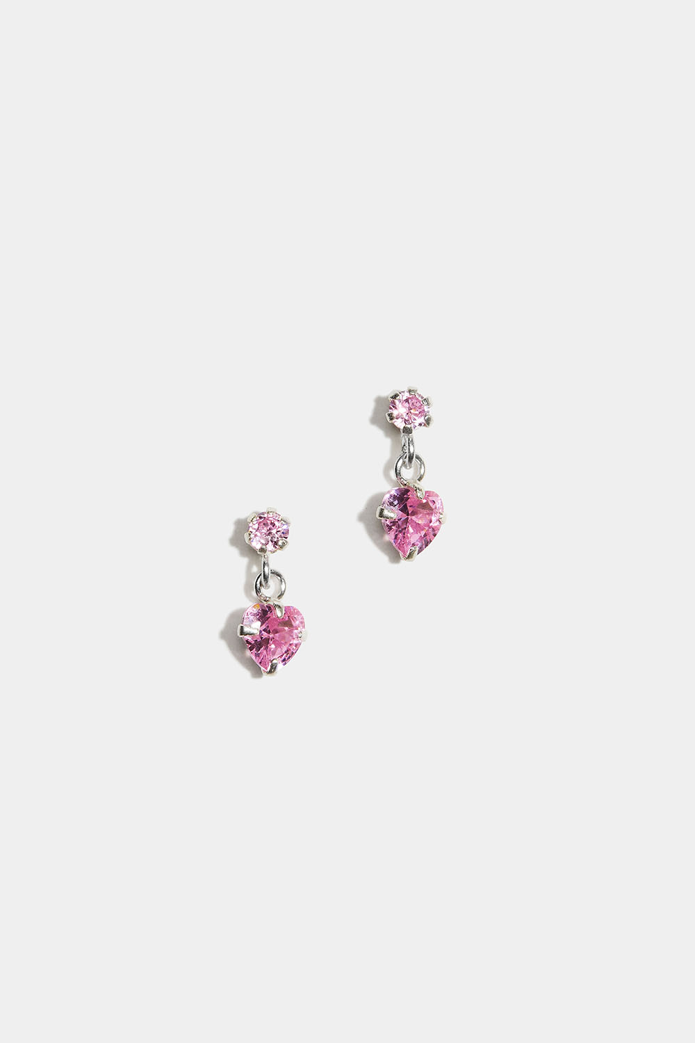 Örhängen i äkta silver med hjärthängen i rosa Cubic Zirconia i gruppen Barn / Barnsilversmycken hos Glitter (405000265100)