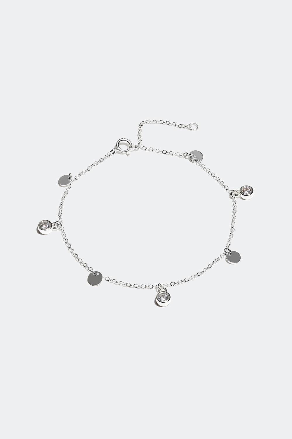 Silverarmband med runda berlocker och Cubic Zirconia i gruppen Äkta silver / Silverarmband / Tunna hos Glitter (55100006)