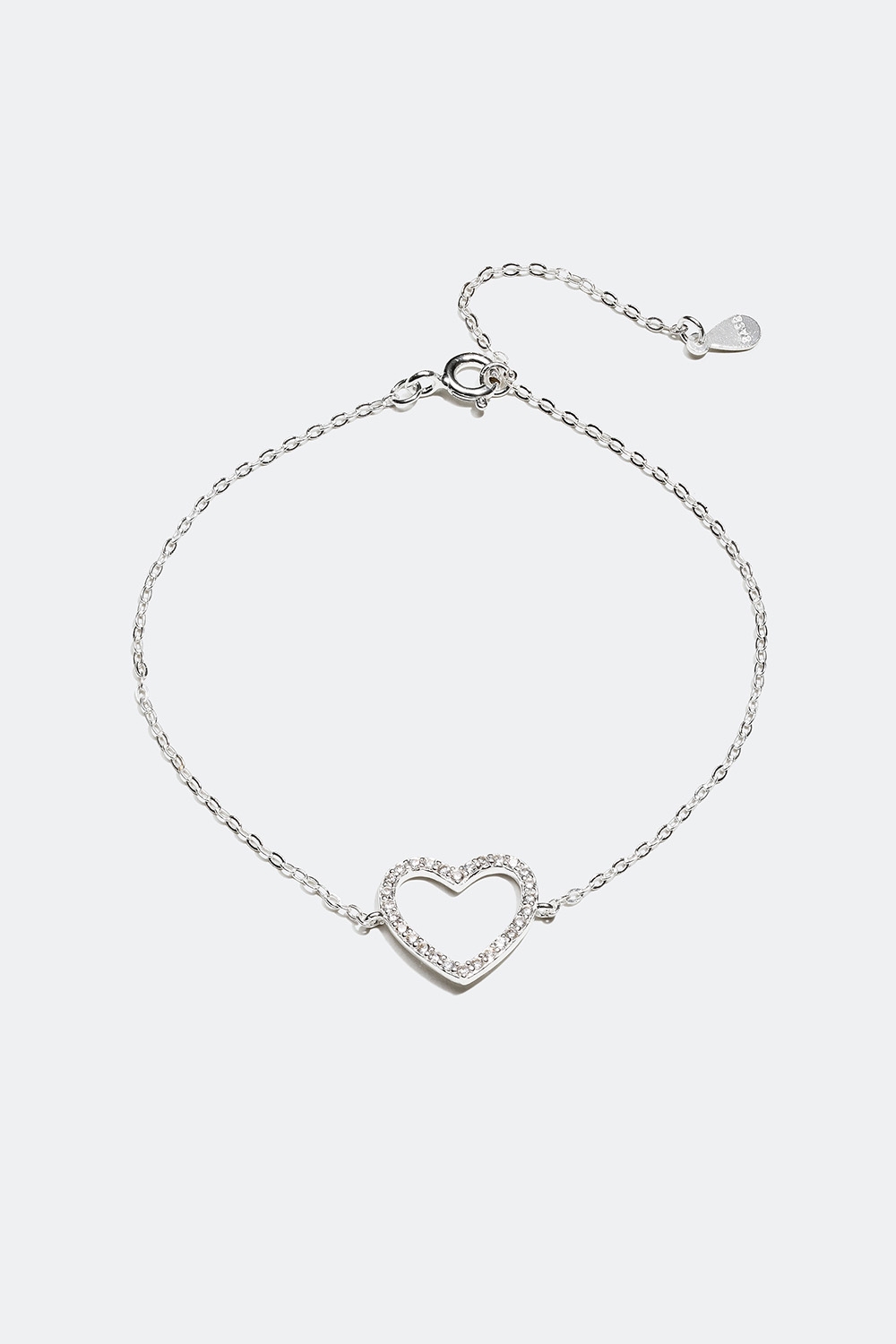 Armband med hjärta i äkta silver med Cubic Zirconia i gruppen Äkta silver / Silverarmband / Tunna hos Glitter (55100011)