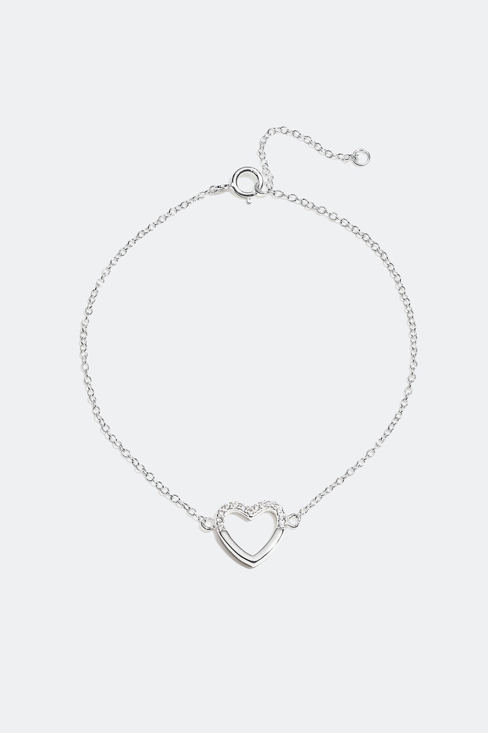 Armband med hjärta i äkta silver och Cubic Zirconia i gruppen Äkta silver / Silverarmband / Tunna hos Glitter (551000161000)