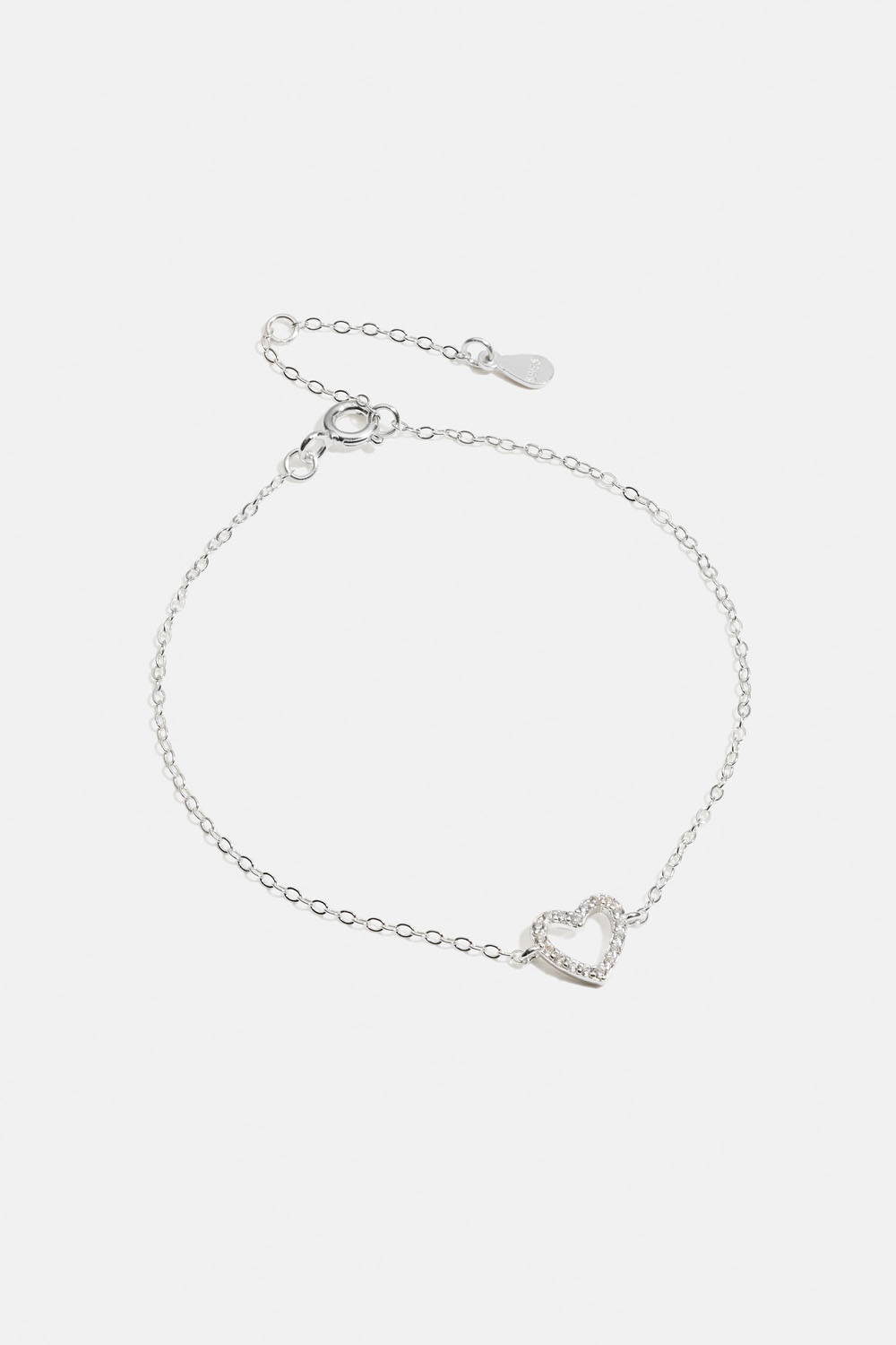 Armband i äkta silver med hjärta och Cubic zirconia i gruppen Äkta silver / Silverarmband hos Glitter (551000701001)