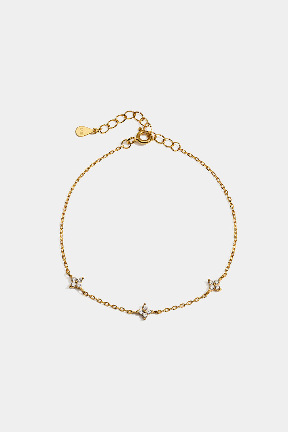 Armband i 18k guldpläterat äkta silver med stjärnor i Cubic Zirconia i gruppen Guldpläterat äkta silver / Guldpläterade armband hos Glitter (551001202000)
