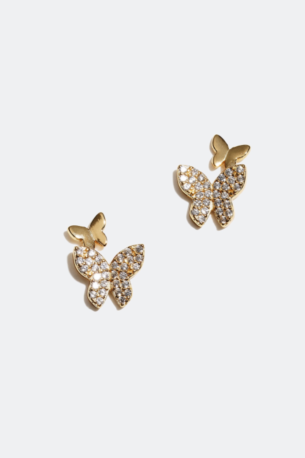 Örhängen med fjärilar och Cubic Zirconia, förgyllda med 18K guld i gruppen 18k Guldpläterat silver / Örhängen i 18k guld hos Glitter (553000522000)