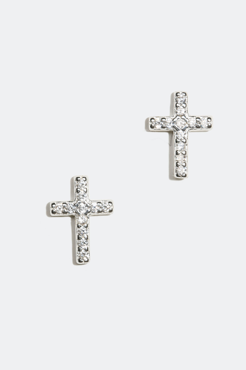 Studs i äkta silver med kors och Cubic Zirconia i gruppen Äkta silver / Silverörhängen hos Glitter (55300115)