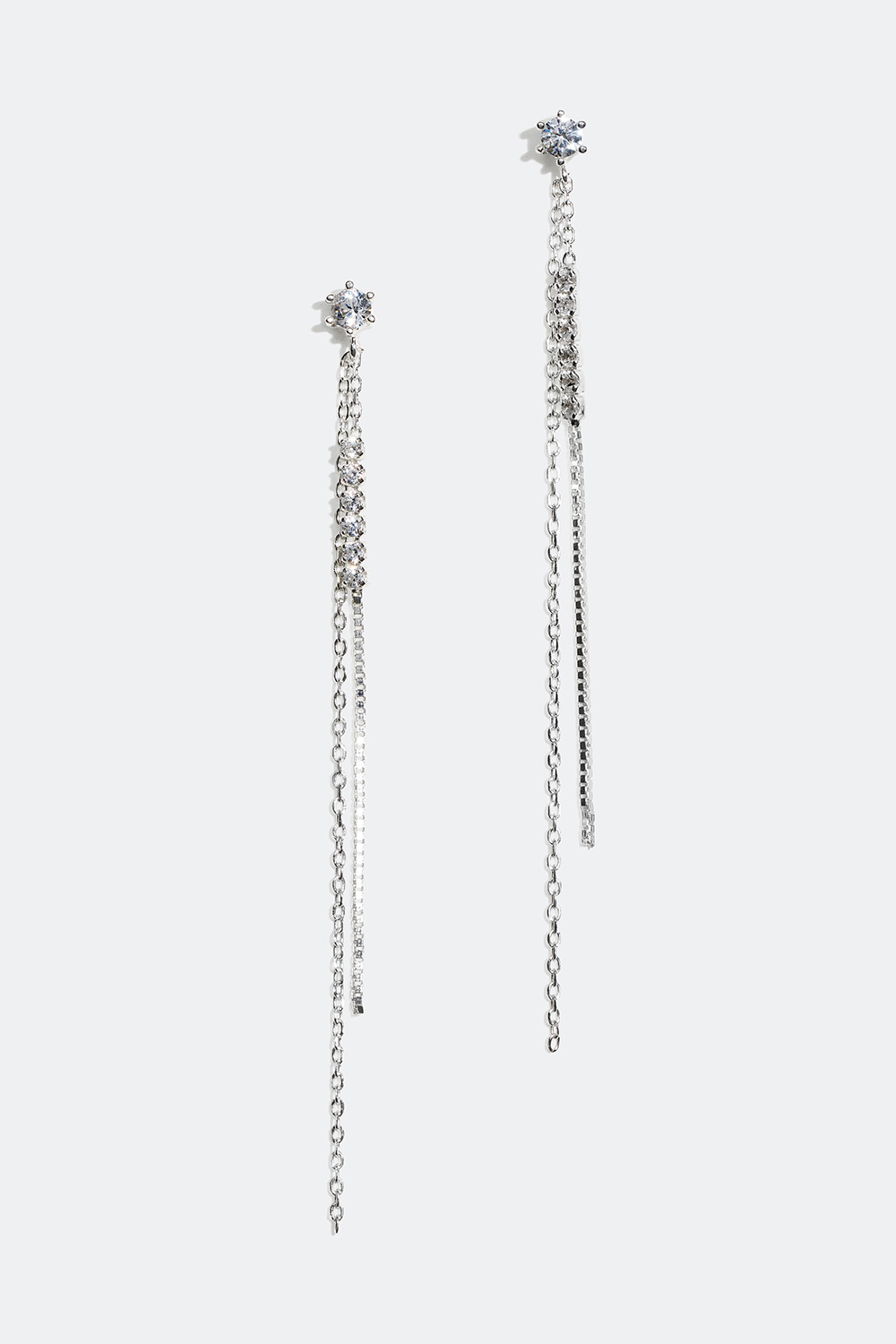 Långa örhängen i äkta silver länkar och stenar i gruppen Äkta silver / Silverörhängen hos Glitter (553002150201)