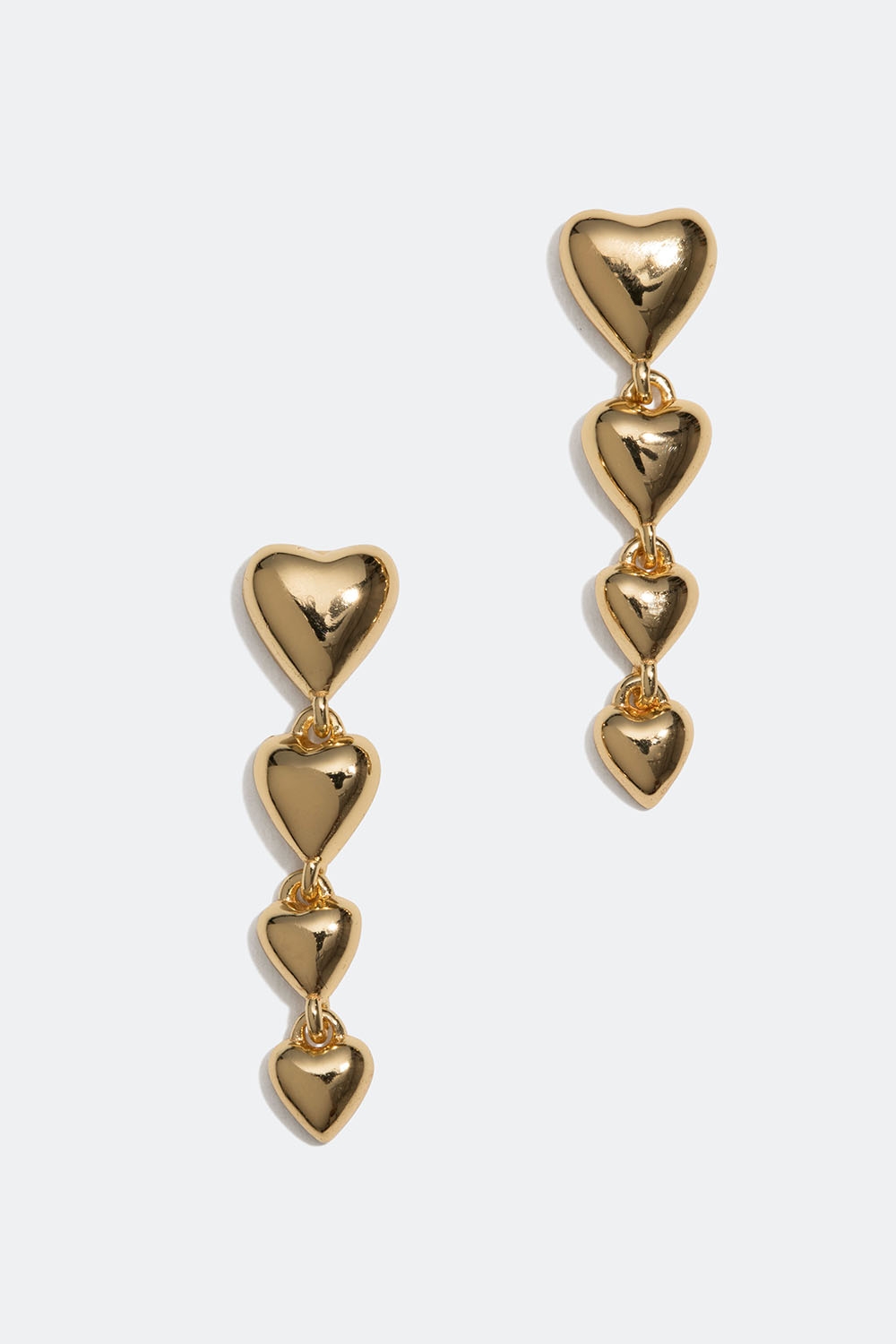 Örhängen med hängande hjärtan i 18k guldpläterat äkta silver i gruppen 18k Guldpläterat silver / Örhängen i 18k guld hos Glitter (553002732002)