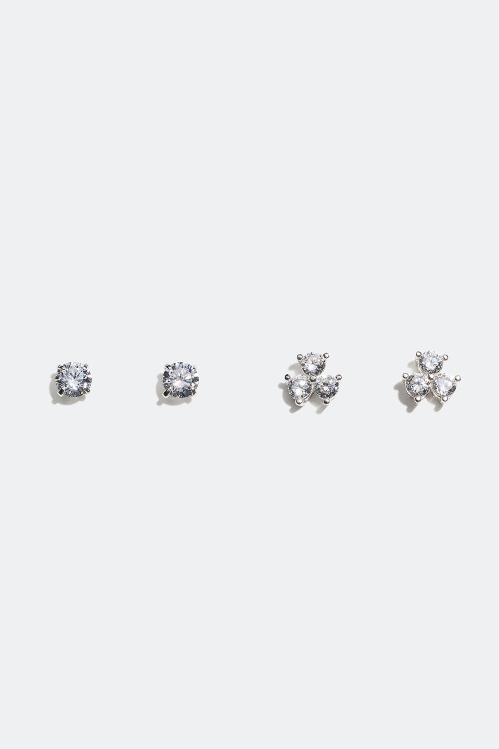 Små örhängen i äkta silver med Cubic Zirconia, 2-pack i gruppen Äkta silver / Silverörhängen / Flerpack hos Glitter (553002951001)