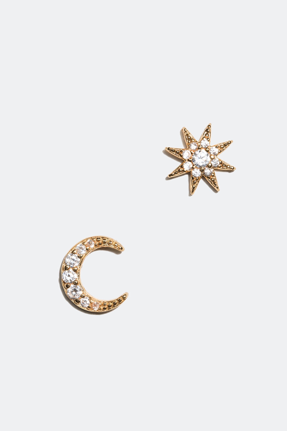 Studs med måne och stjärna i 18k guldpläterat äkta silver och Cubic Zirconia i gruppen Smycken / Örhängen / Studs hos Glitter (553003392002)