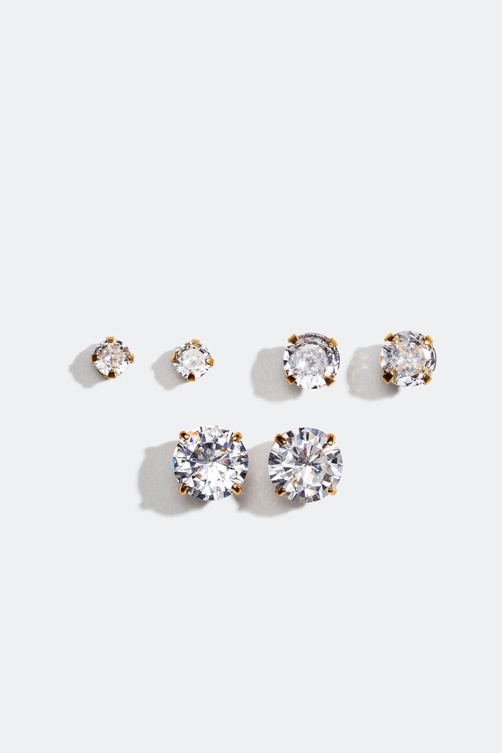 Studs i 18k guldpläterat äkta silver med Cubic Zirconia, 3-pack i gruppen 18k Guldpläterat silver hos Glitter (553003562002)