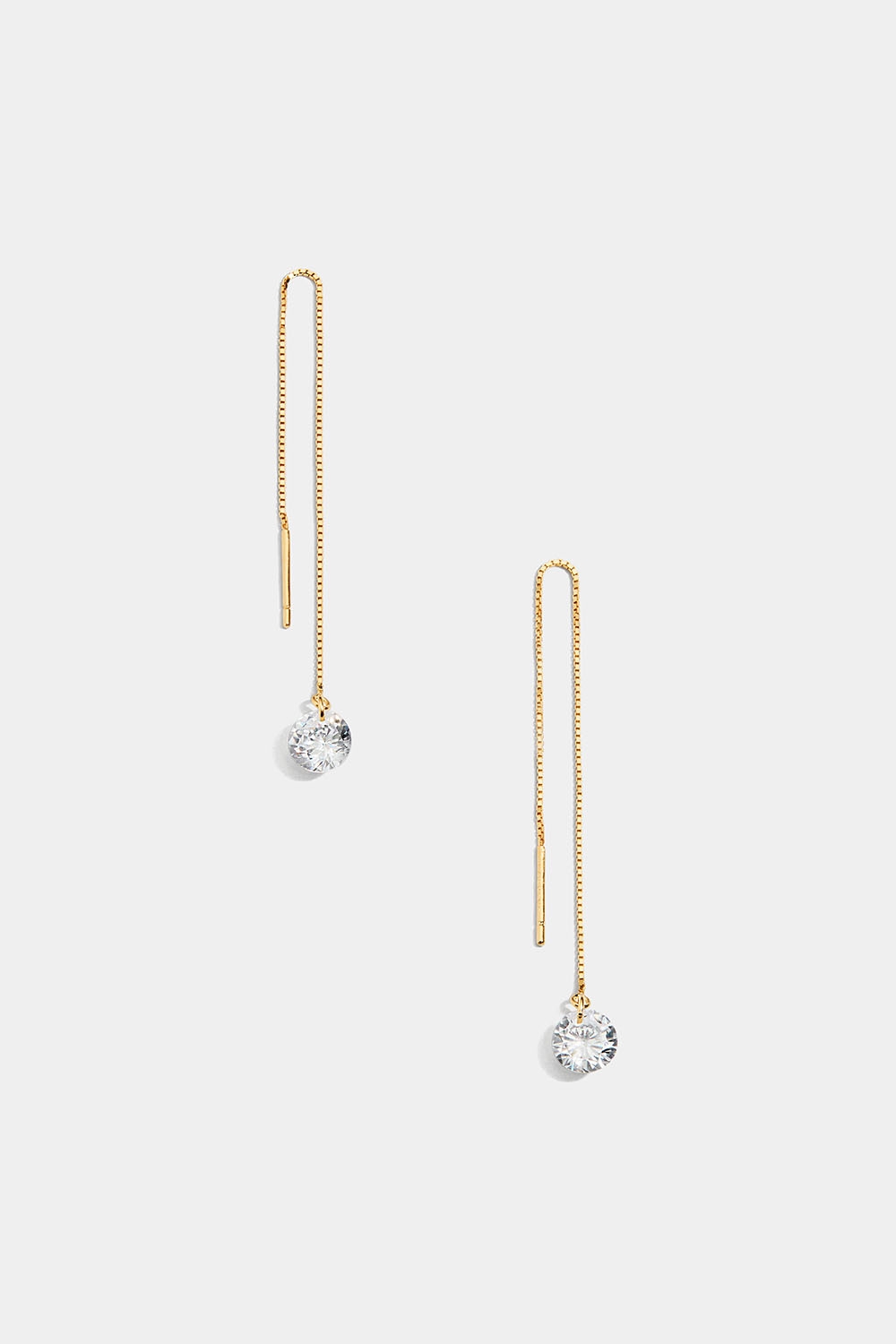Kedjeörhängen i guldpläterat äkta silver med Cubic Zirconia i gruppen 18k Guldpläterat silver / Örhängen i 18k guld hos Glitter (553003792002)
