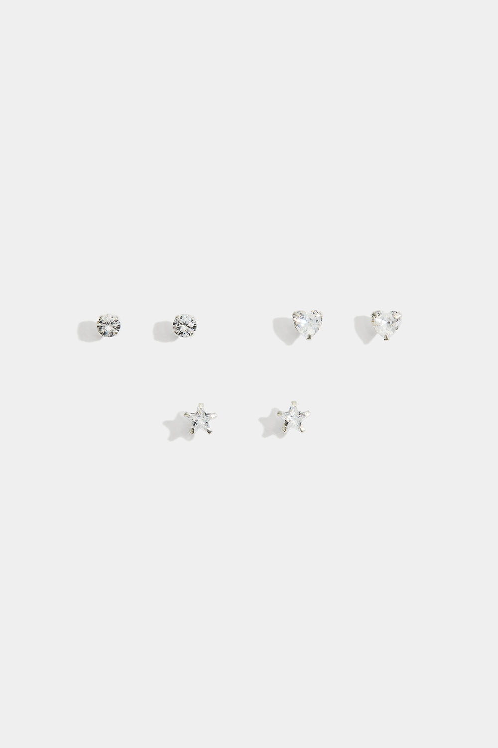 3-pack studs i äkta silver med stenar i olika form i gruppen Äkta silver / Silverörhängen / Studs i äkta silver hos Glitter (553004011001)