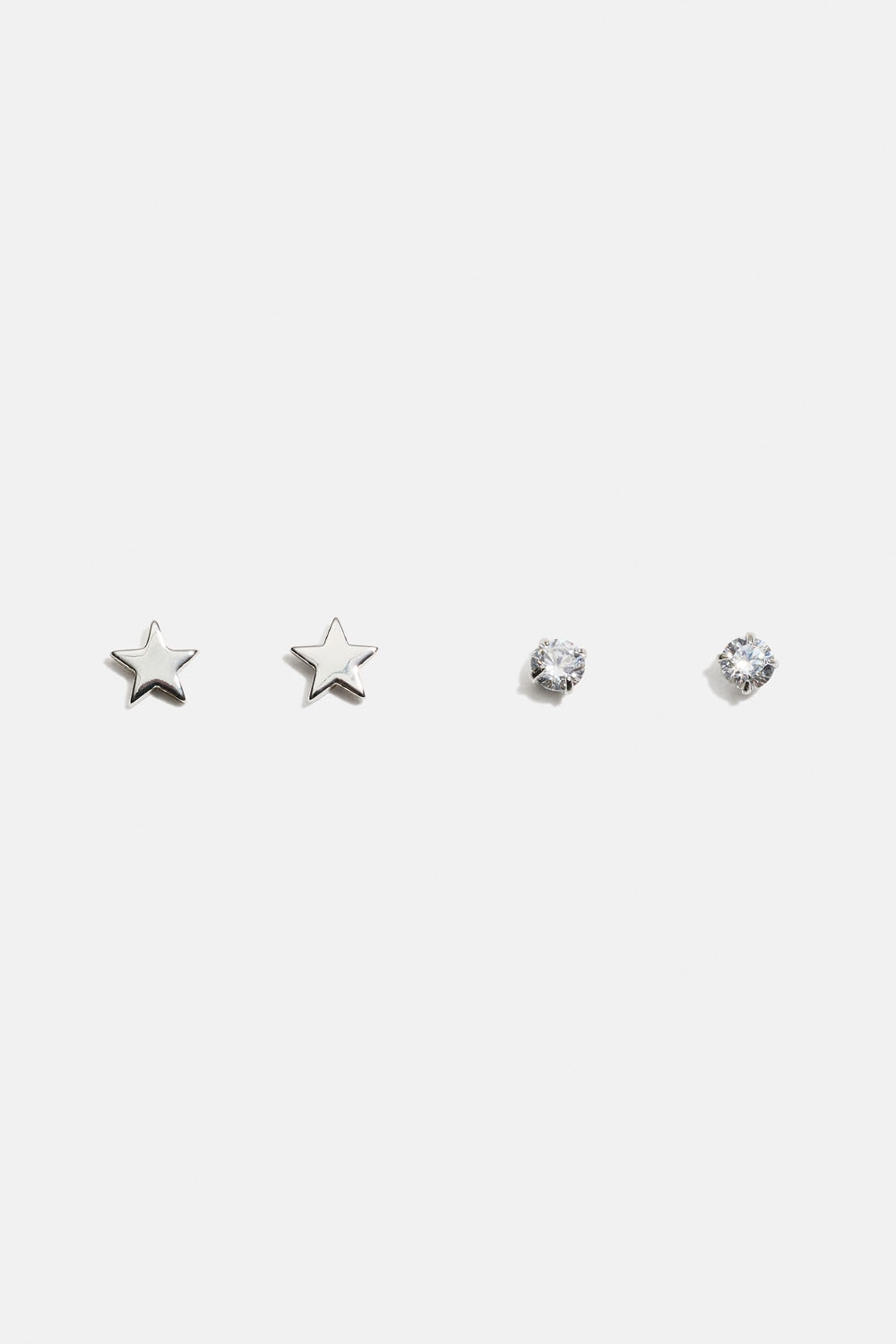 Studs i äkta silver med stjärnor och Cubic Zirconia, 2-pack i gruppen Äkta silver / Silverörhängen / Flerpack hos Glitter (553004661001)