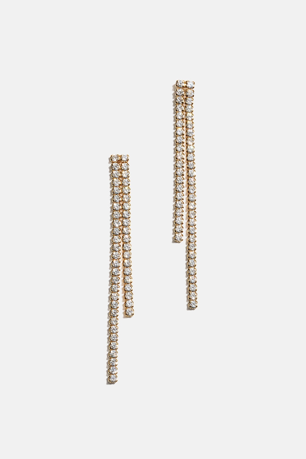 Örhängen i 18k guldpläterat äkta silver med två cubic Zirconia länkar i gruppen Smycken / Örhängen / Strass hos Glitter (553004872002)