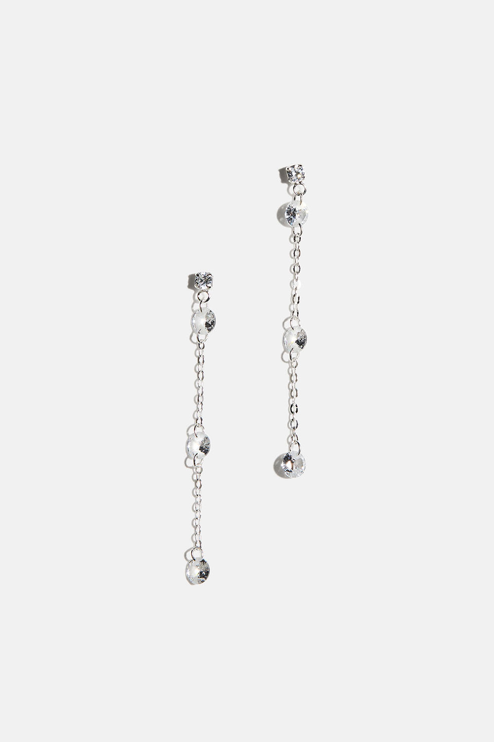 Örhängen i äkta silver med länkar och runda Cubic Zirconia i gruppen Äkta silver / Silverörhängen hos Glitter (553005311001)