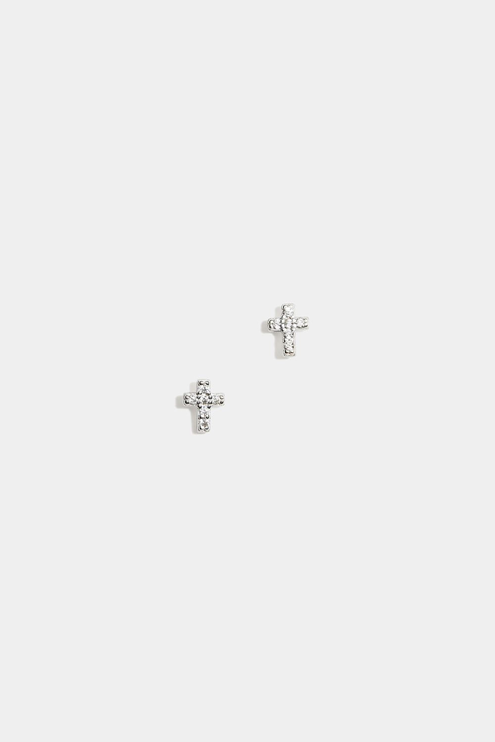 Små örhängen med kors och cubic zirconia i gruppen Äkta silver / Silverörhängen / Studs i äkta silver hos Glitter (553006171000)