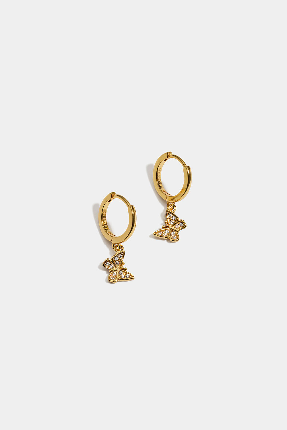 Hoops i 18k guldpläterat äkta silver med fjärilar och Cubic Zirconia i gruppen Guldpläterat äkta silver / Guldpläterade örhängen hos Glitter (553006232000)