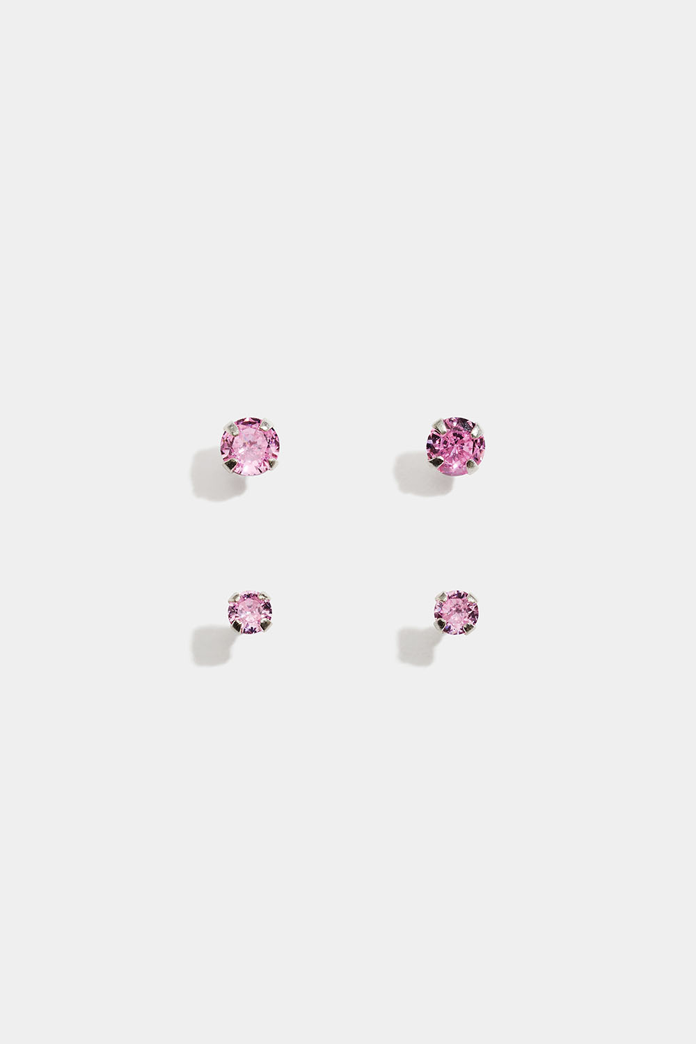 Små studs i äkta silver med rosa Cubic Zirconia, 2-pack i gruppen Äkta silver / Silverörhängen / Studs i äkta silver hos Glitter (553006281000)