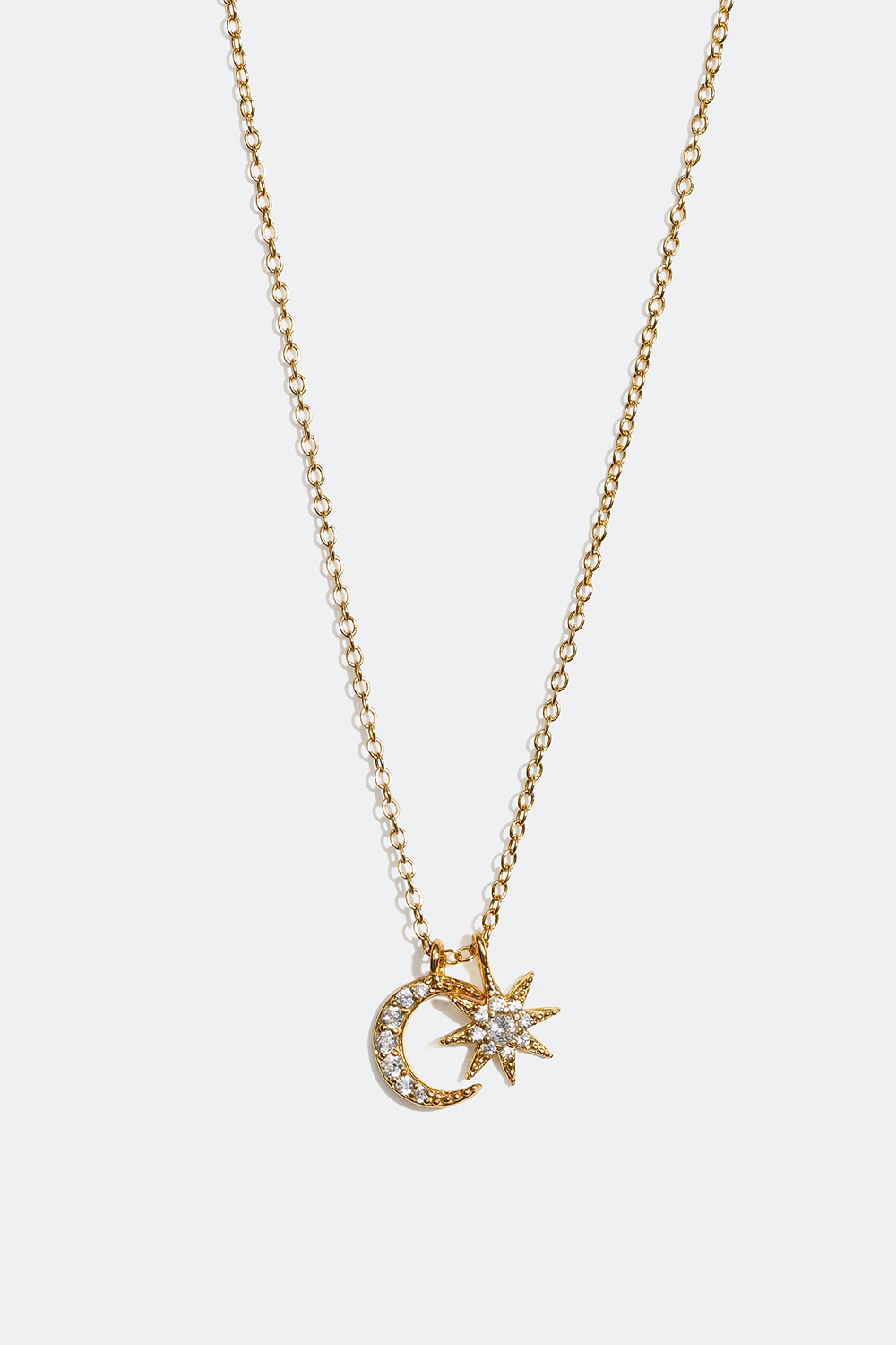 Halsband med måne och stjärna, förgyllt med 18K guld i gruppen Smycken / Halsband / Halsband med hänge hos Glitter (554000342000)
